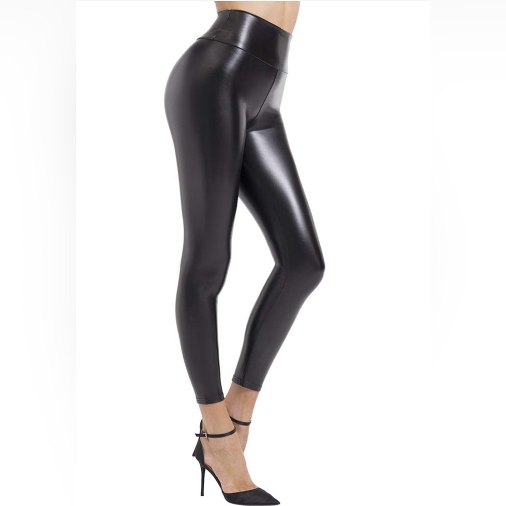 BOOTY GAL Faux Leather Leggings For Women High Waist Pants Black